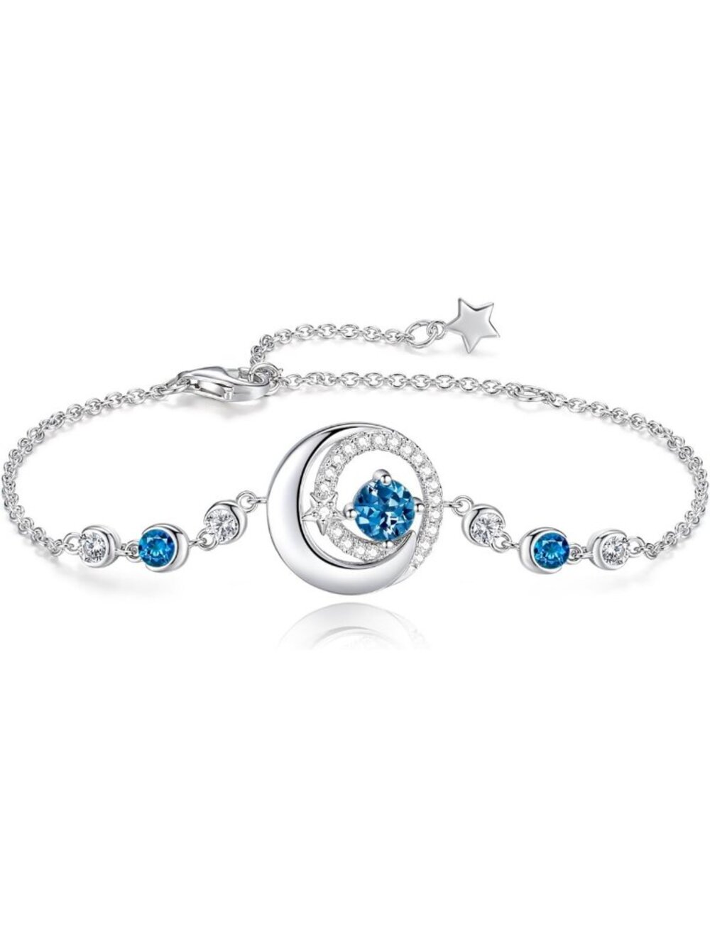 Chic Moon & Star Birthstone Link Bracelets for Women - Celestial Jewelry Gift